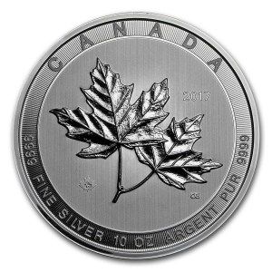 Moneda Maple Leaf canadiense de Plata 10 oz 2017