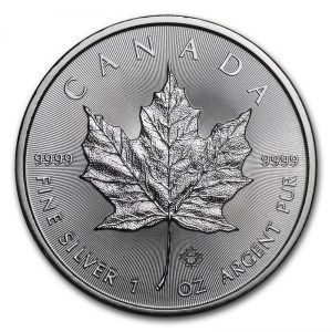 Moneda  Maple Leaf canadiense de Plata 1 oz 2018
