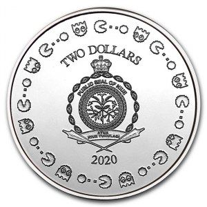 Moneda PAC-MAN 40 Aniversario de Niue de Plata 1 oz 2021 reverso