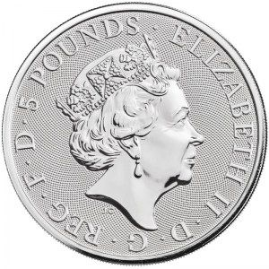 Moneda Queen s Beasts León Blanco de Mortimer de Plata 2 oz 2020 reverso