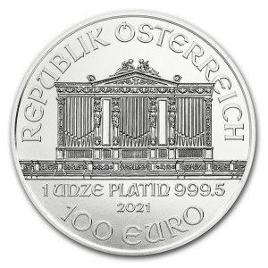 Moneda Filarmónica de Viena de Platino 1 oz reverso