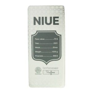 Moneda-Lingote Niue Argor-Heraeus de Plata 1 kg 2021 certificado