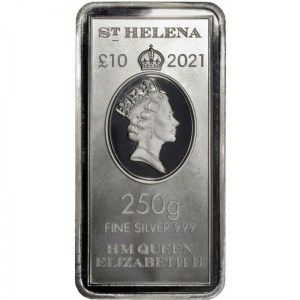 Moneda-Lingote East India Company de Santa Elena de Plata 250 g 2021 reverso