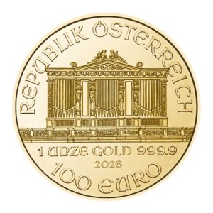 Moneda de Oro Filarmónica 1 oz 2026 BU anverso