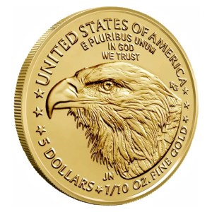Moneda de Oro American Eagle 1/10 oz 2026 BU anverso