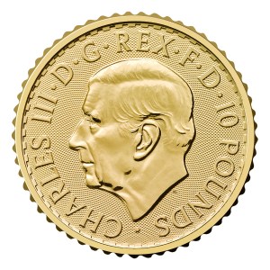 Moneda de Oro Britannia 1/10 oz 2027 BU anverso