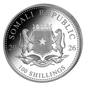 Moneda de Plata Elefante de Somalia 1 oz 2026 BU anverso