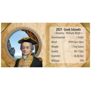 Moneda Bounty William Bligh de Plata 1 oz 2021 documentación