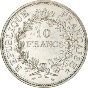 Moneda de Plata 10 Francos Circulada anverso