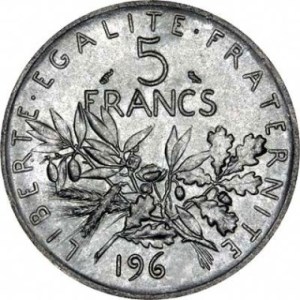 Moneda de Plata 5 Francos Circulada